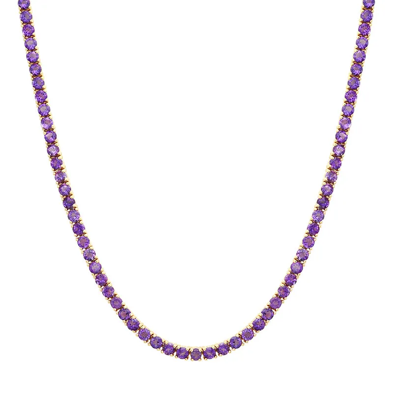 Large 4-Prong Amethyst Tennis Necklace