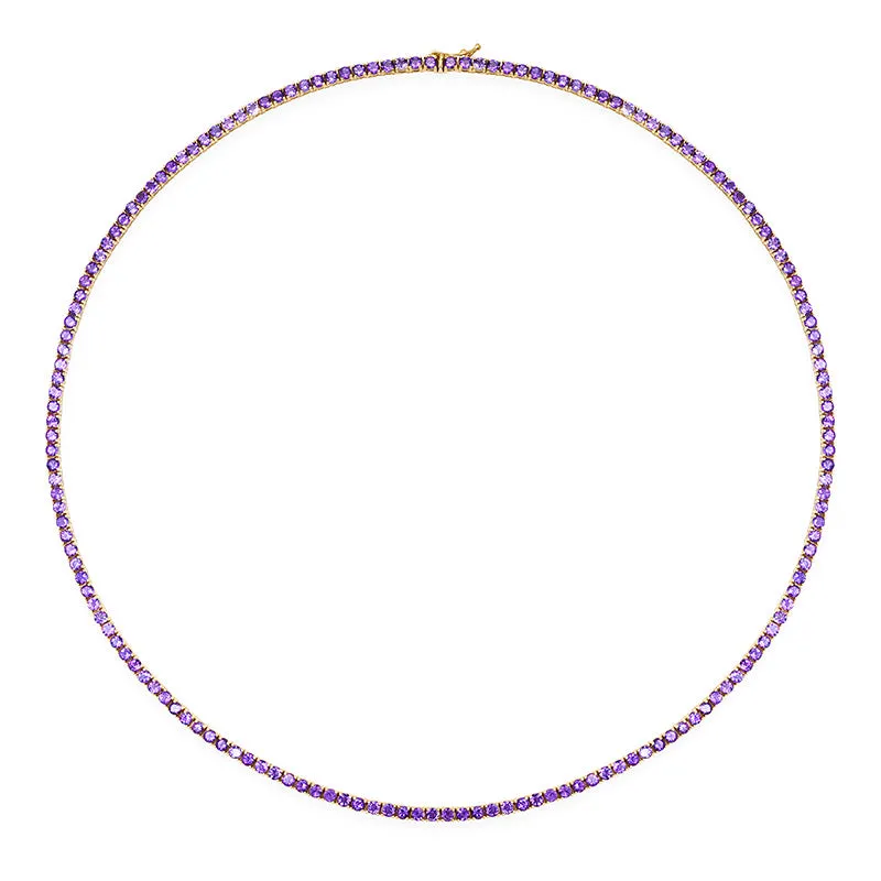 Large 4-Prong Amethyst Tennis Necklace