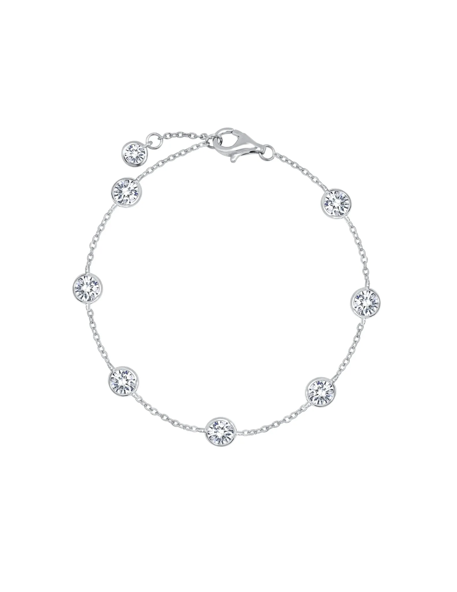 Large Bezel Set Anklet in Platinum