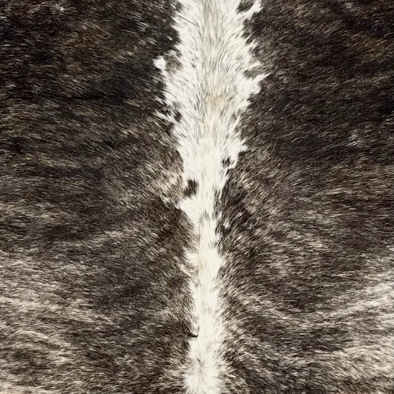 Large Black and Off-White Colombian Brindle Cowhide - 7'8" x 5'3" (COBR1239)