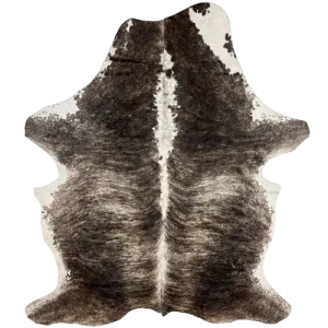 Large Black and Off-White Colombian Brindle Cowhide - 7'8" x 5'3" (COBR1239)