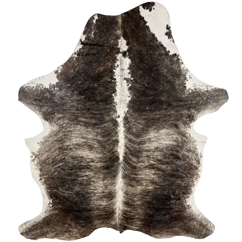 Large Black and Off-White Colombian Brindle Cowhide - 7'8" x 5'3" (COBR1239)