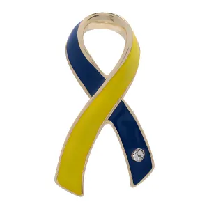 Large Blue & Yellow Ribbon Pins