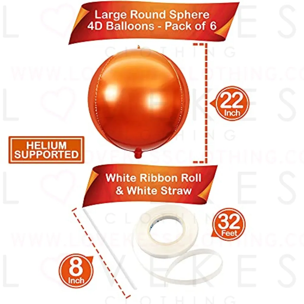 Large, Burnt Orange Balloons Foil - 22 Inch, Pack of 6 Metallic Orange Balloons for Thanksgiving Decorations | Orange Foil Balloons | Thanksgiving Balloons | Thanksgiving Foil Balloons for Birthday