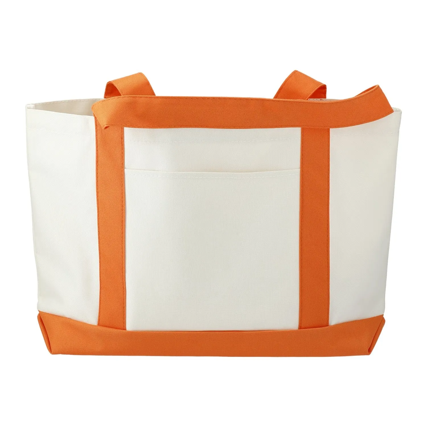 Large Canvas Boat Tote - White/Orange