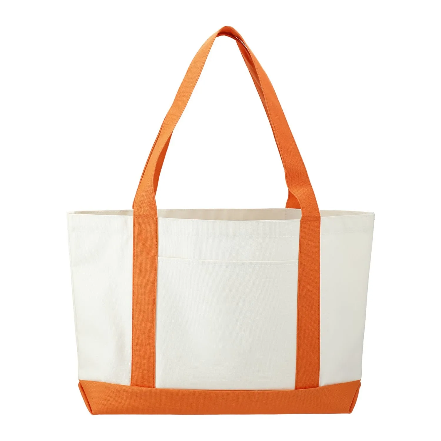 Large Canvas Boat Tote - White/Orange