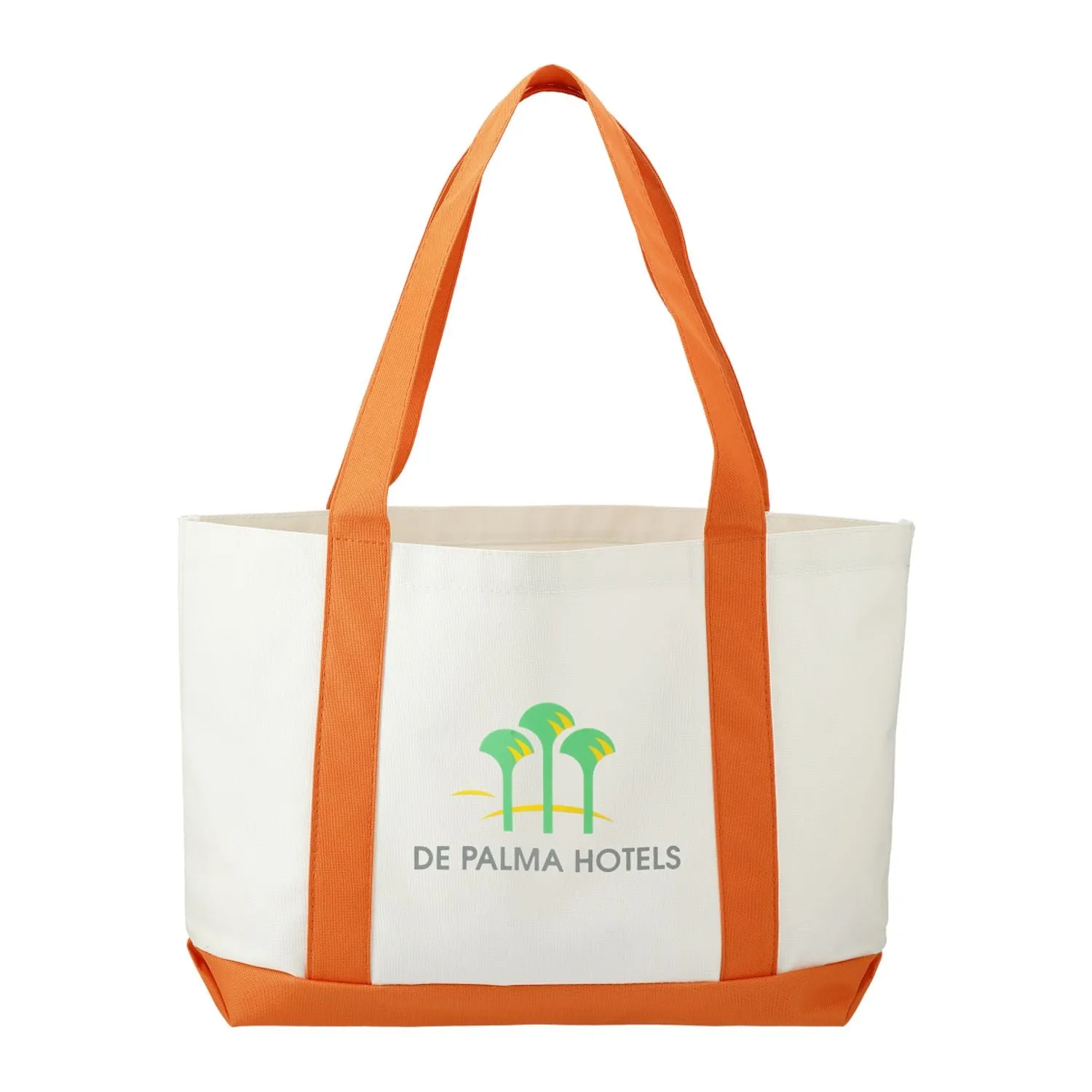 Large Canvas Boat Tote - White/Orange