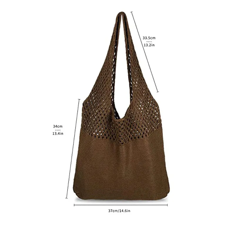 Large Capacity Casual Hand Woven Hollow Out Tote Handbags