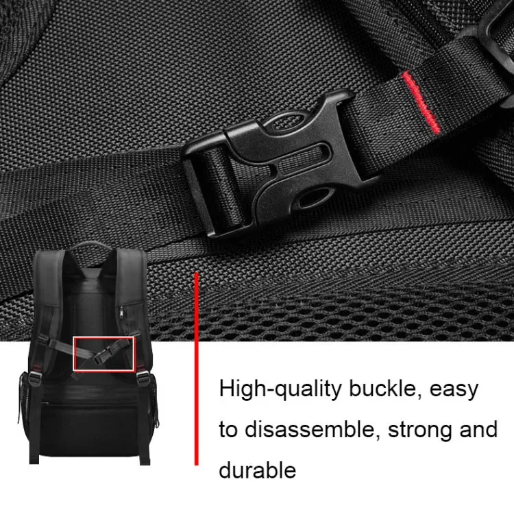 Large-capacity Expandable Shoe Compartment Backpack Camping Travel Bag with USB Port, Size: 50L(Black)