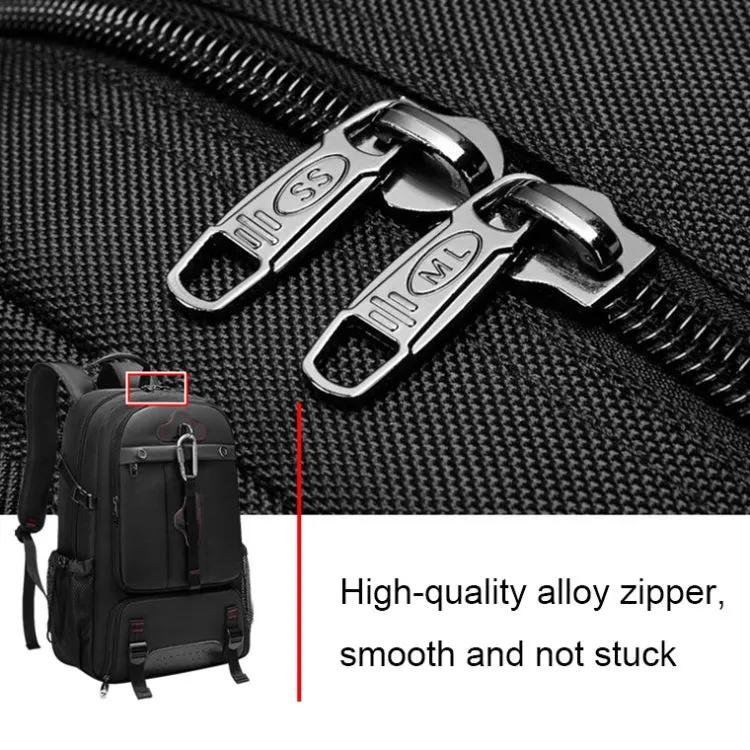 Large-capacity Expandable Shoe Compartment Backpack Camping Travel Bag with USB Port, Size: 50L(Black)