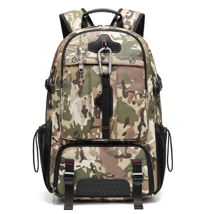 Large-capacity Expandable Shoe Compartment Backpack Camping Travel Bag with USB Port, Size: 50L(Full-camouflage)