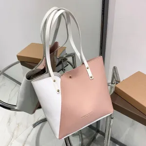 Large Capacity Two-Tone Leather Handbags