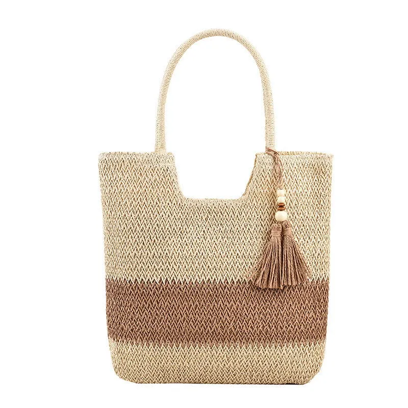 Large Capacity Woven Tassel Shoulder Handbags