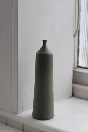 Large Ceramic Bottle No. 4 | Tapered Neck | Moss Green | by Borja Moronta