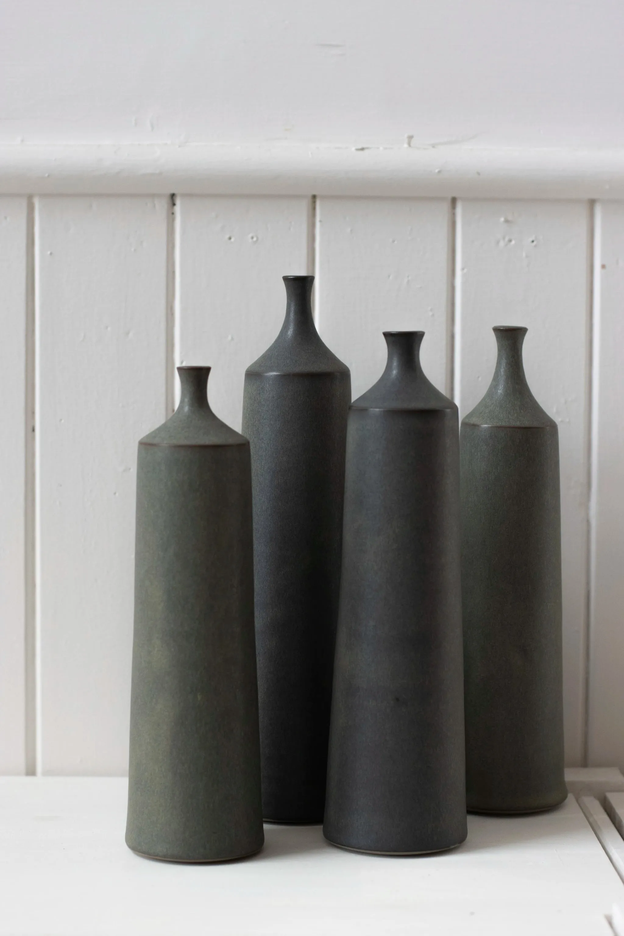 Large Ceramic Bottle No. 4 | Tapered Neck | Moss Green | by Borja Moronta