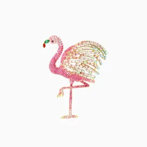 Large Crystal Flamingo Brooch