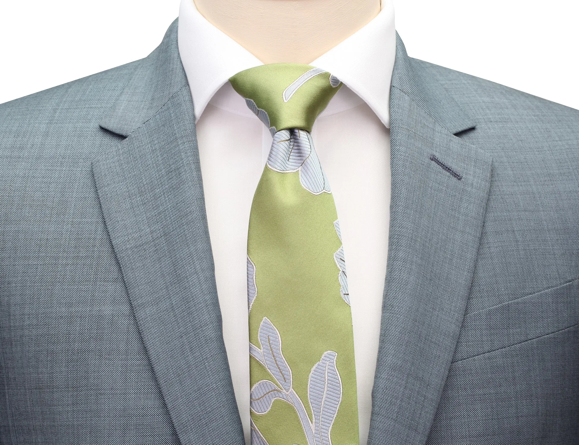 Large Flower Tie in Pea Green