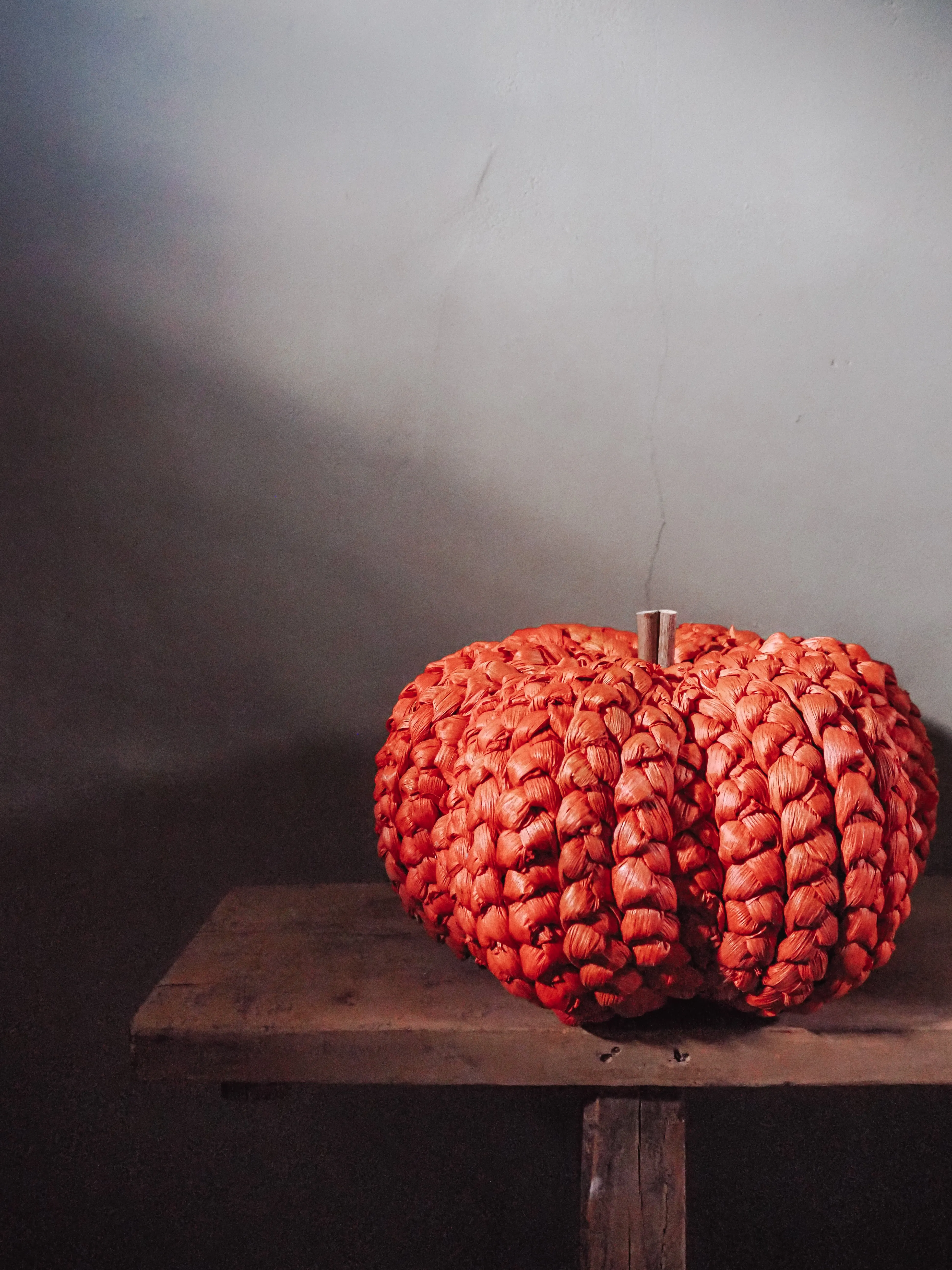 Large Handmade Orange Straw Pumpkin