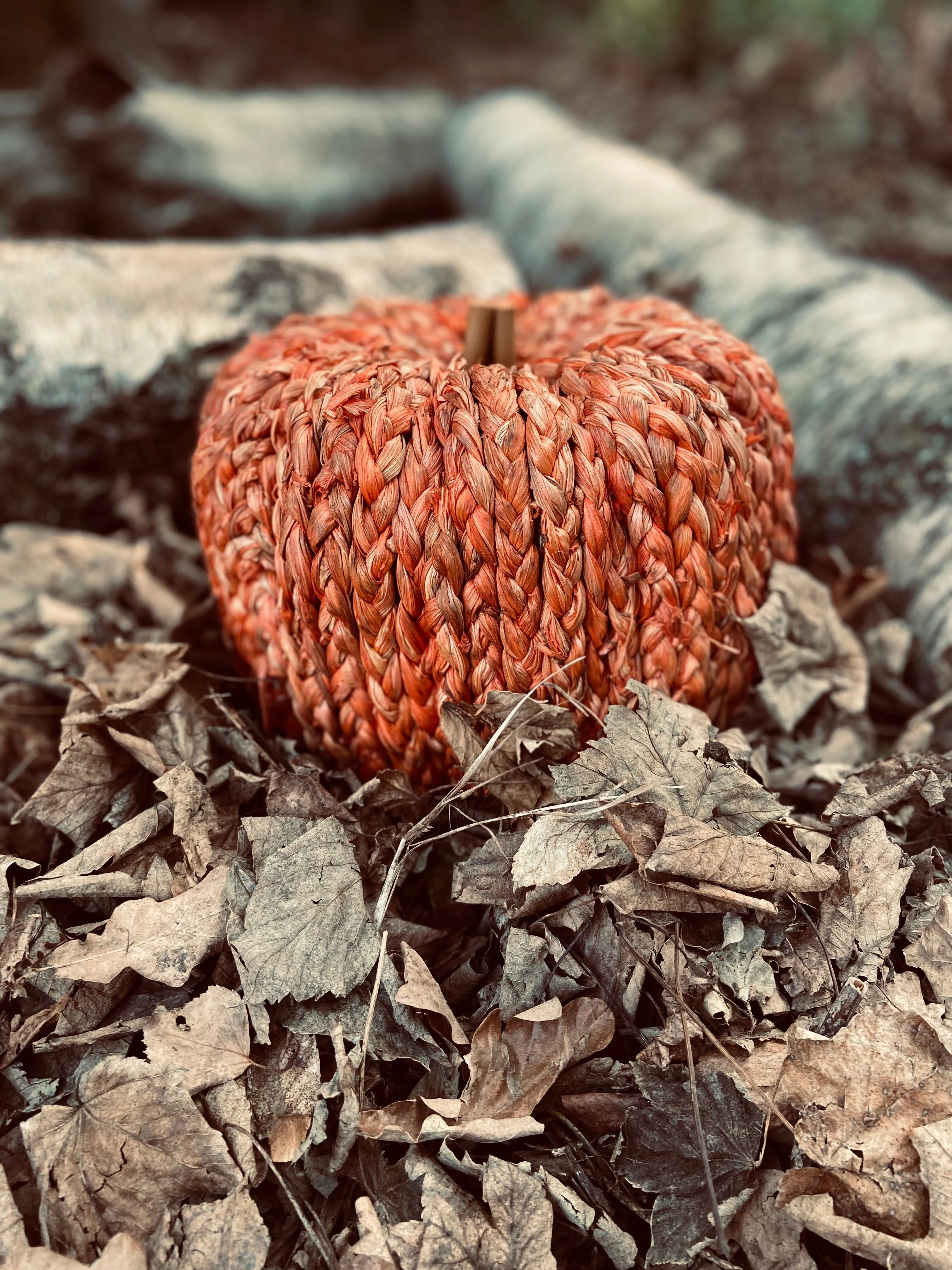 Large Handmade Orange Straw Pumpkin