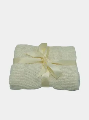 Large Knitted White/Ivory Bamboo Baby Blanket