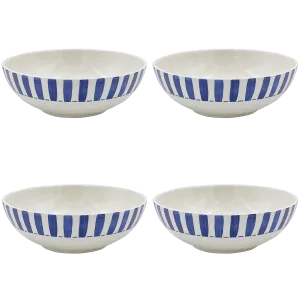 Large Navy Blue Stripes Bowls (Set of 4)