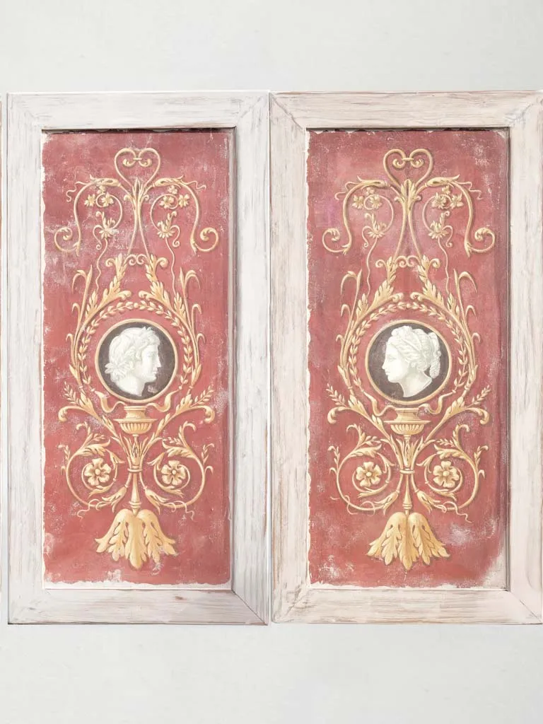 Large Pair of Painted Panels on Canvas w/ Roman Décor - 63¾" x 32"