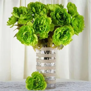 Large Peony Bush Artificial Silk Flowers - Lime Green