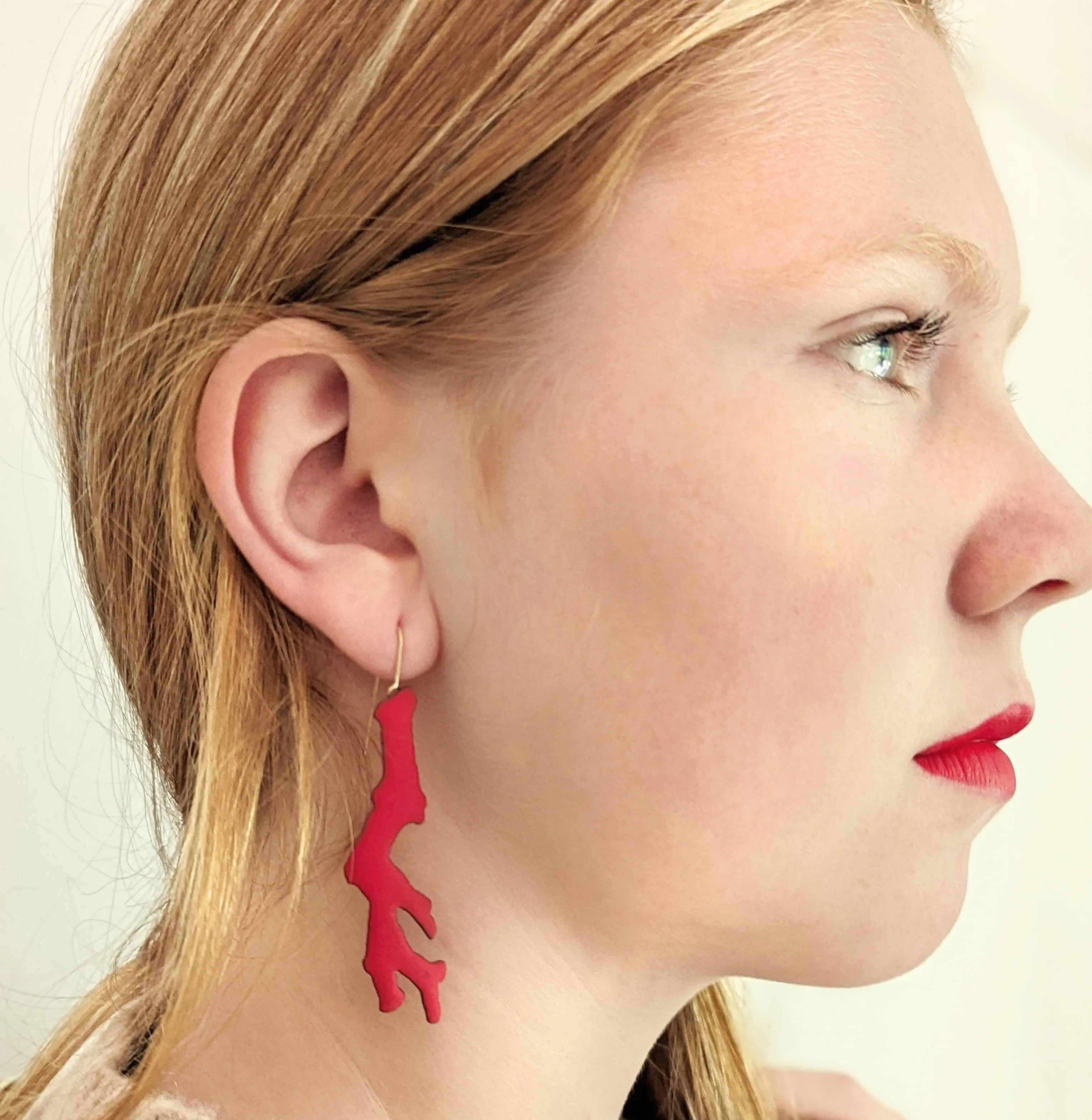 Large Red Coral Earrings