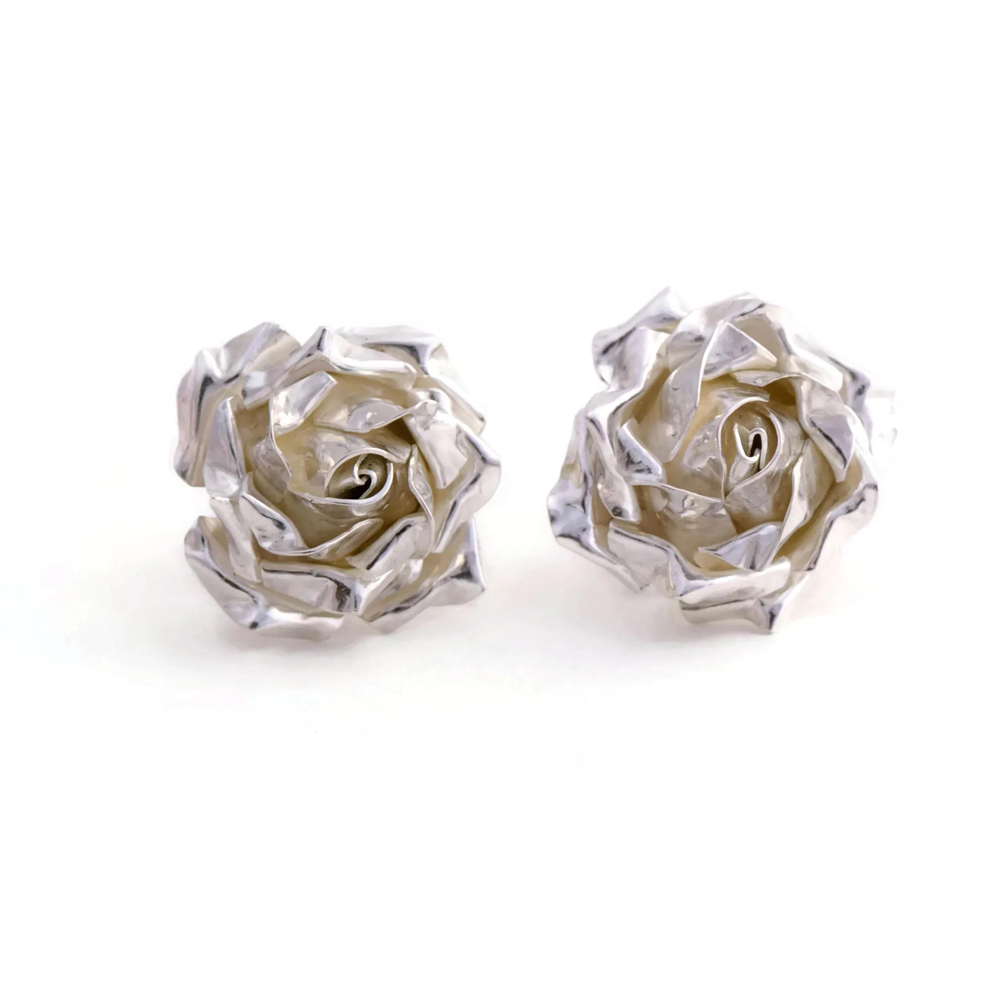 Large rose stud earrings - flower rose earrings