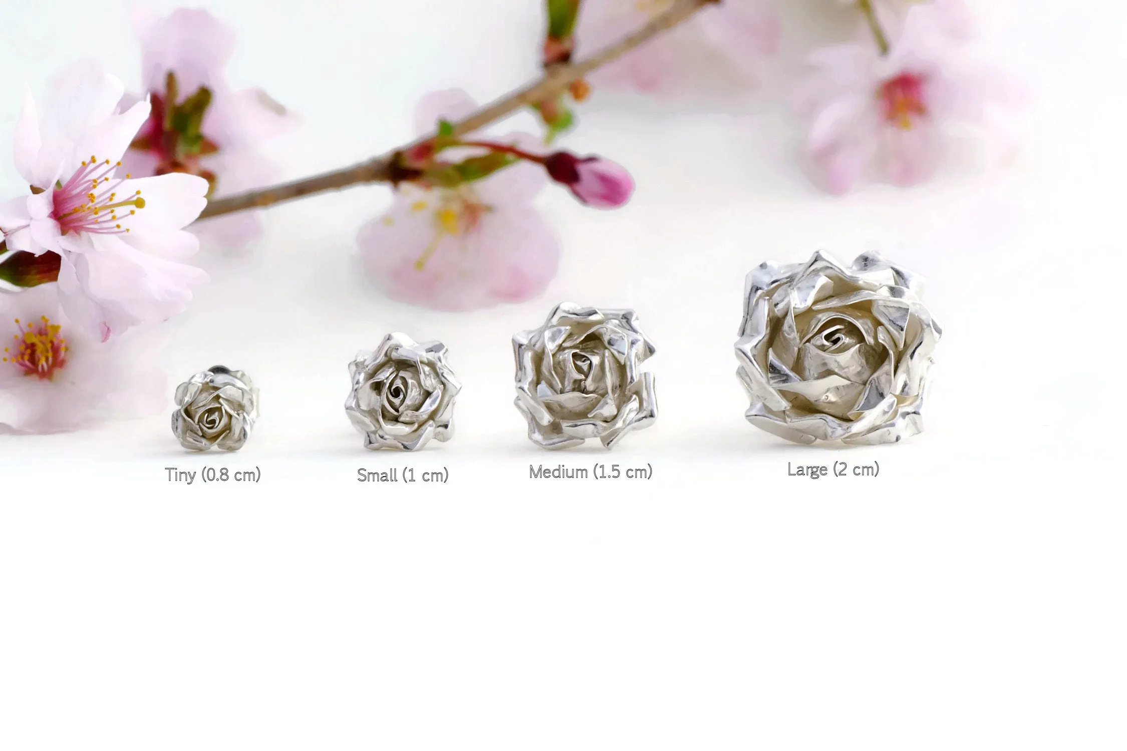 Large rose stud earrings - flower rose earrings