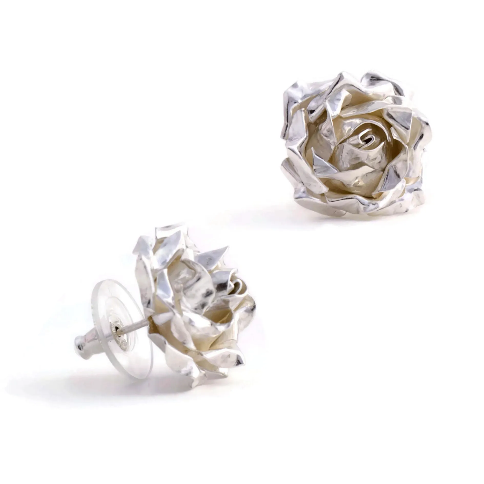 Large rose stud earrings - flower rose earrings