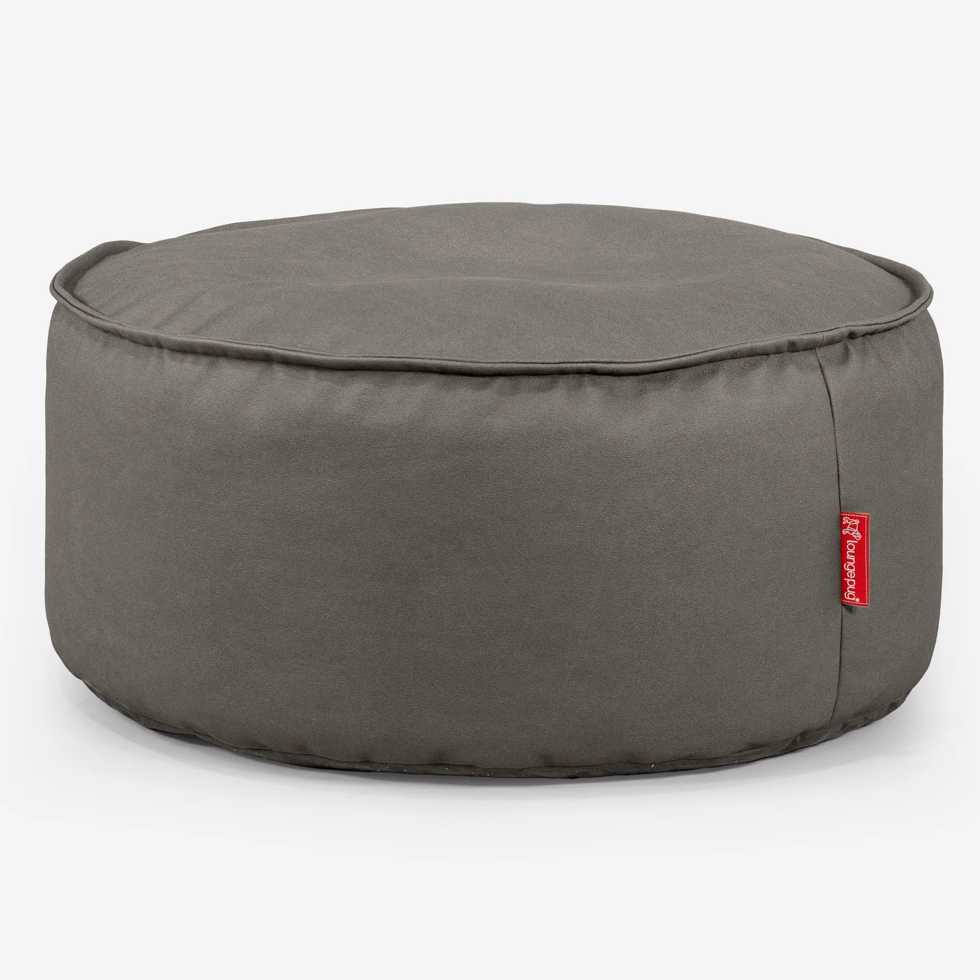 Large Round Pouffe - Vegan Leather Grey