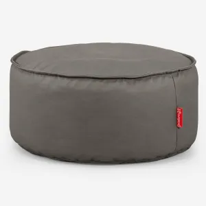 Large Round Pouffe - Vegan Leather Grey