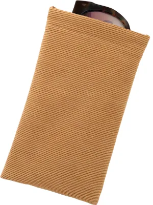 Large Soft Sunglasses Pouch, Soft Squeeze Top Case Eyeglasses Case w/ Cloth- Smartphone case (CT8 Corduroy Beige)