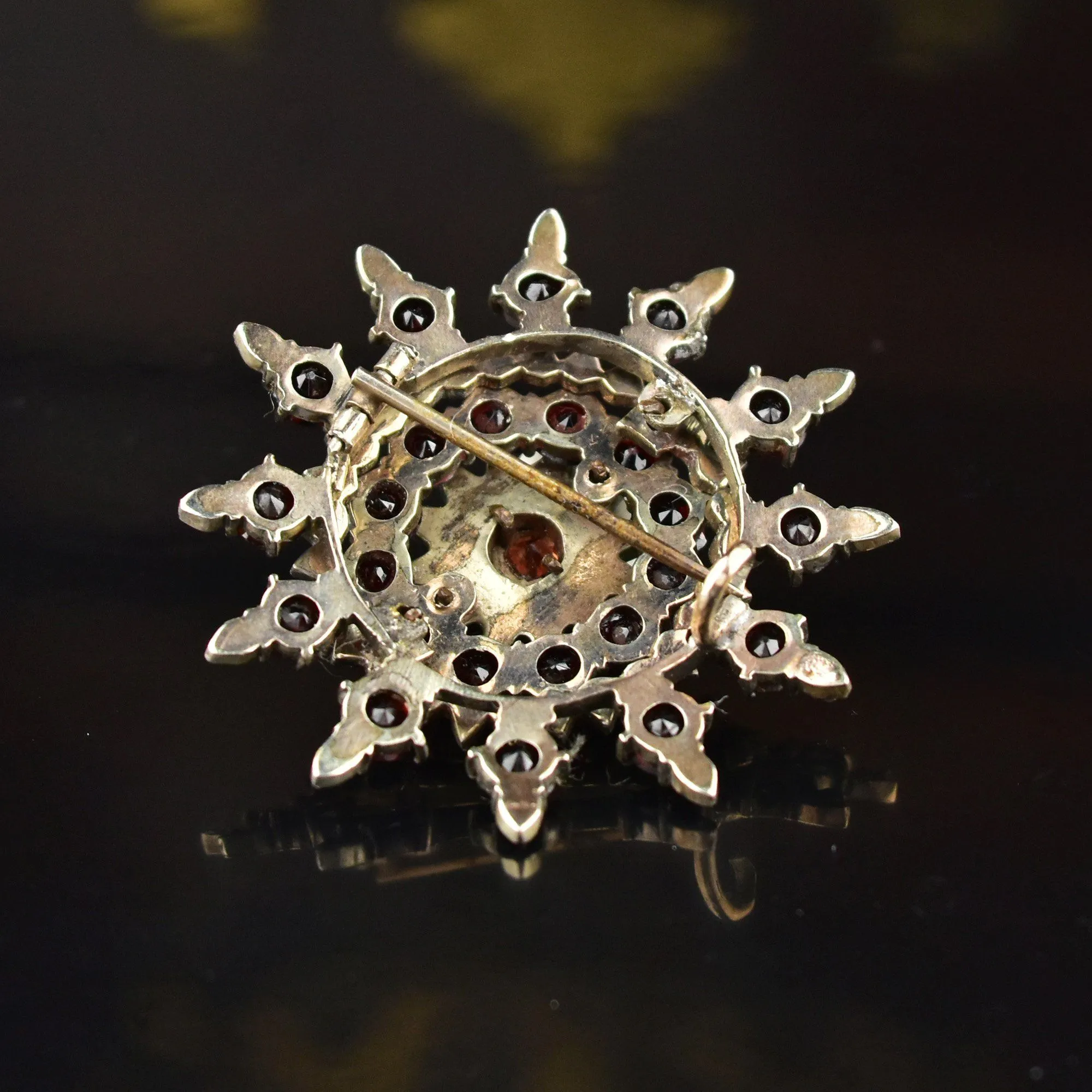 Large Starburst Victorian Bohemian Garnet Brooch - ON HOLD