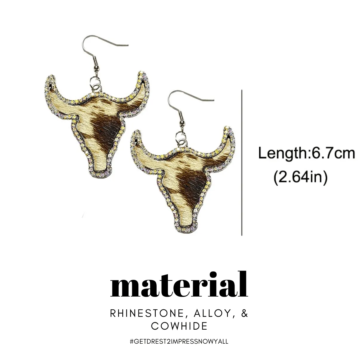 Large Texas Longhorn Leather Earrings For Women