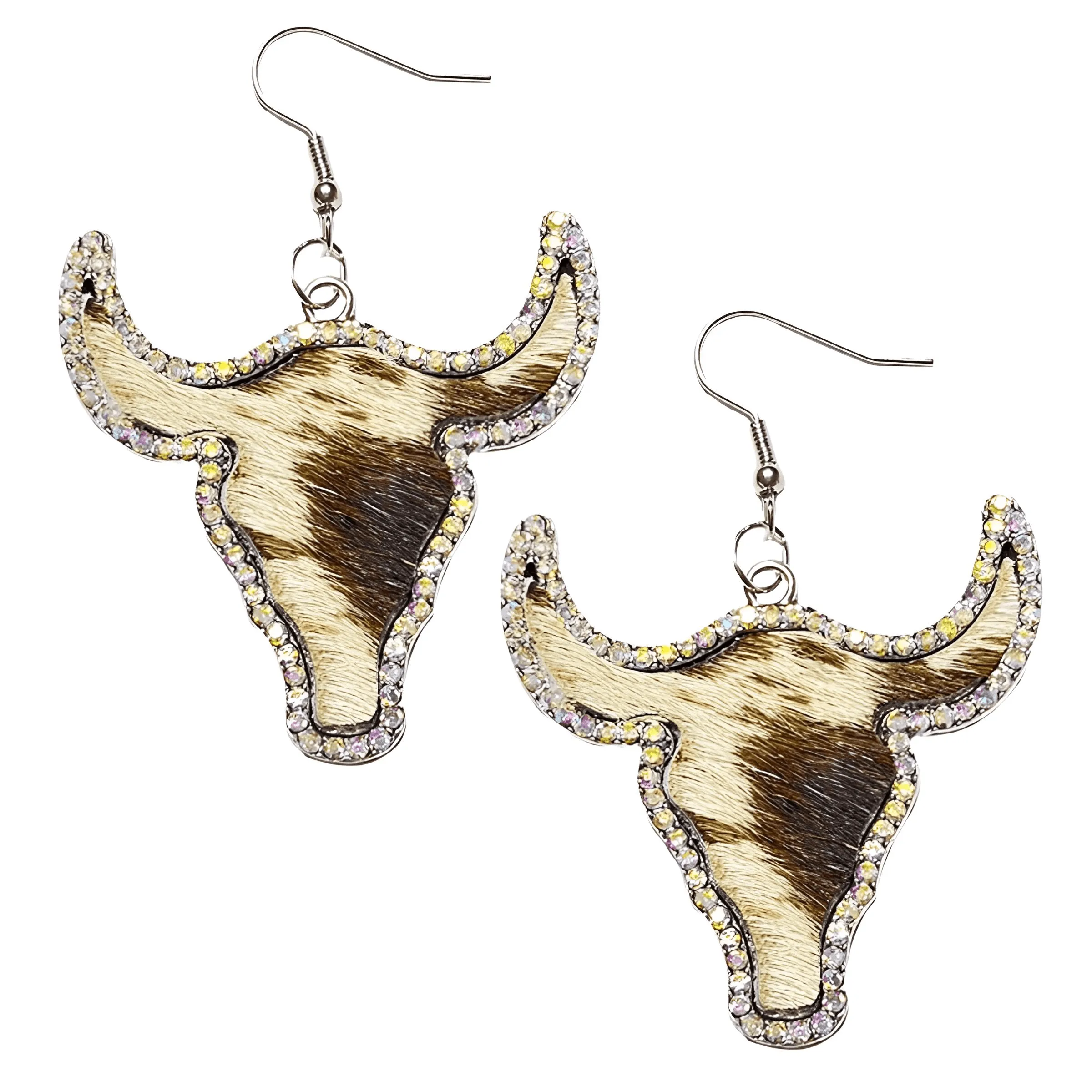 Large Texas Longhorn Leather Earrings For Women