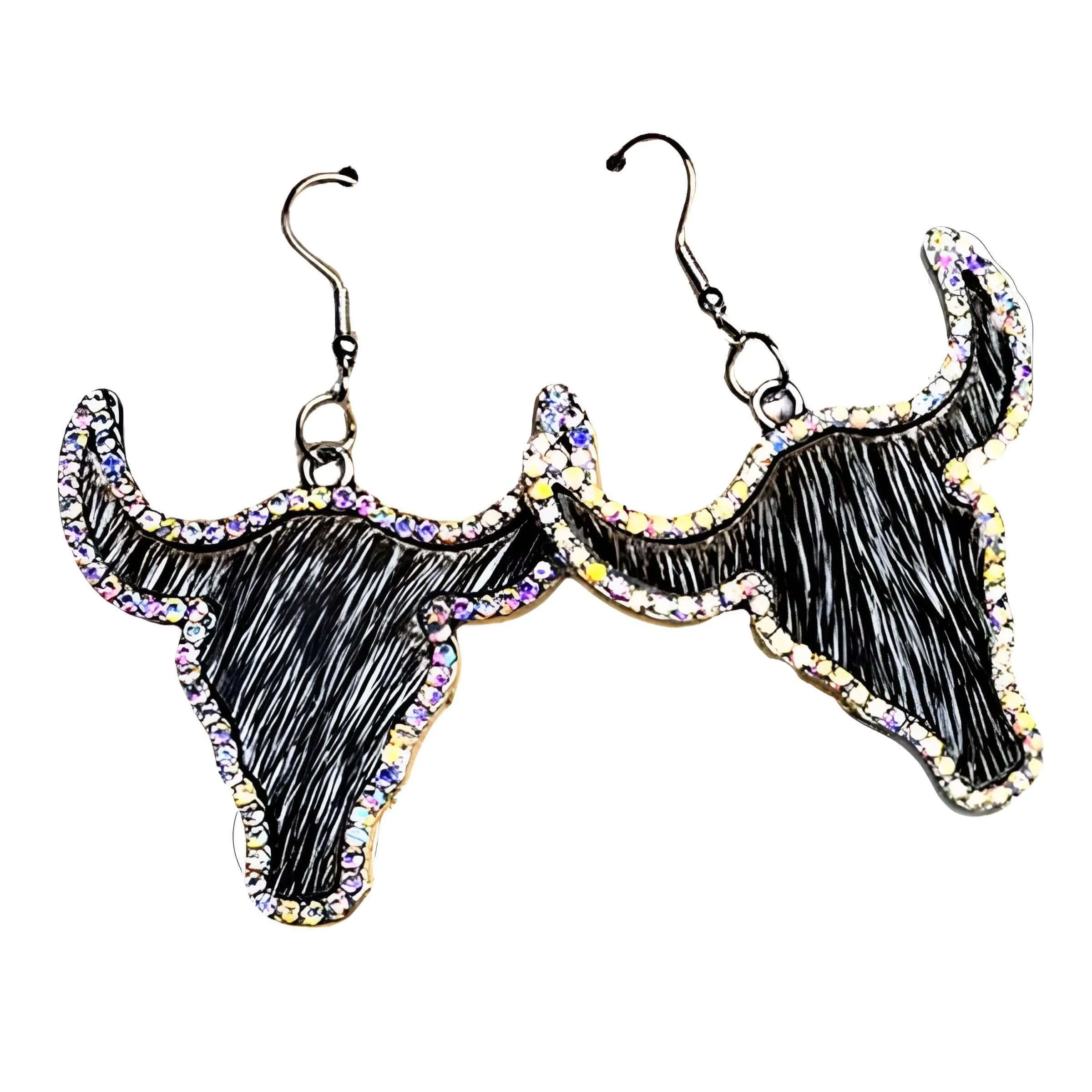 Large Texas Longhorn Leather Earrings For Women