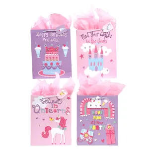 Large Unicorn Party Bag, W/Gems, 4 Designs