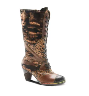 L'ARTISTE Brown Multi "MALAGIE-CROCO " Boots