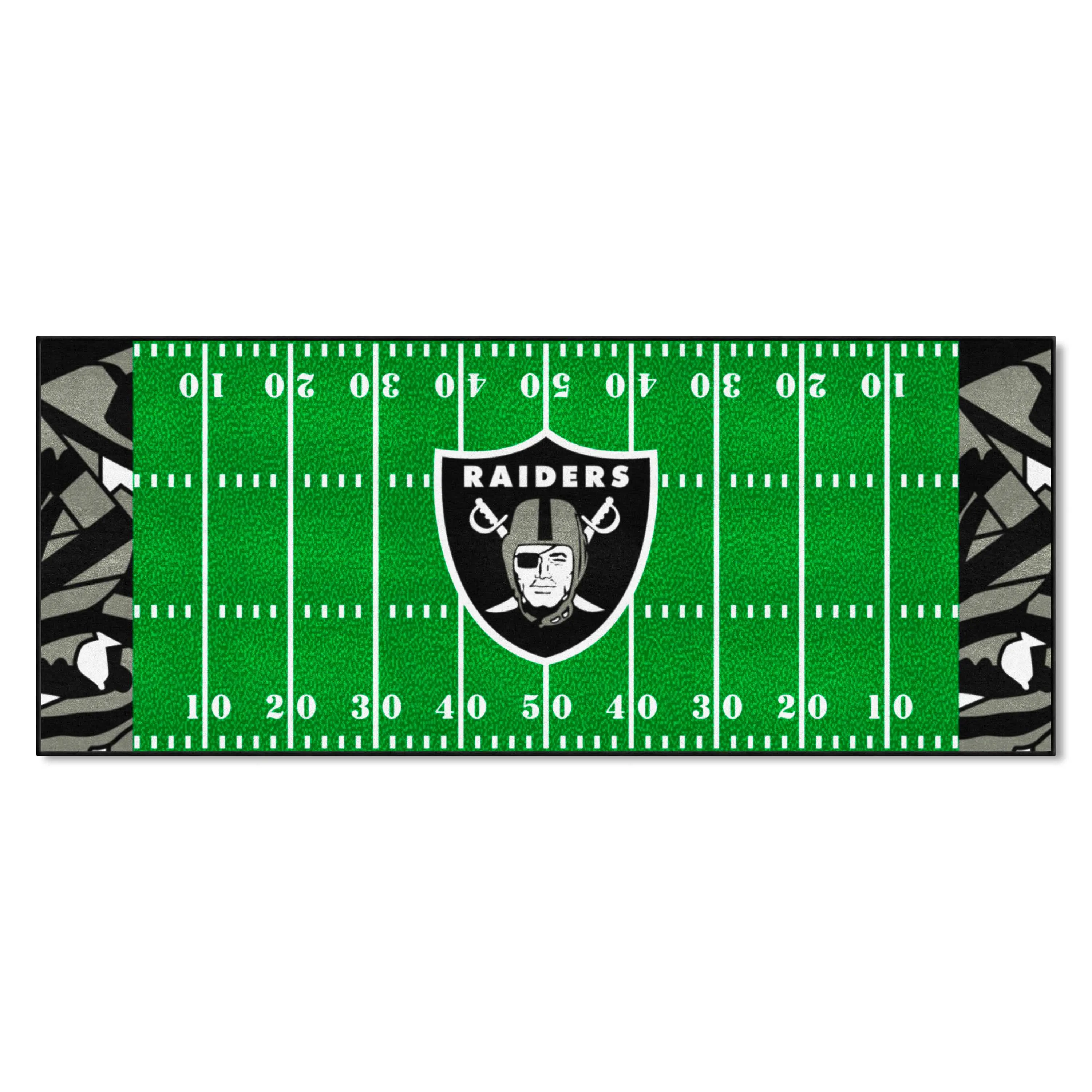 Las Vegas Raiders Football Field Runner Mat - 30in. x 72in. XFIT Design