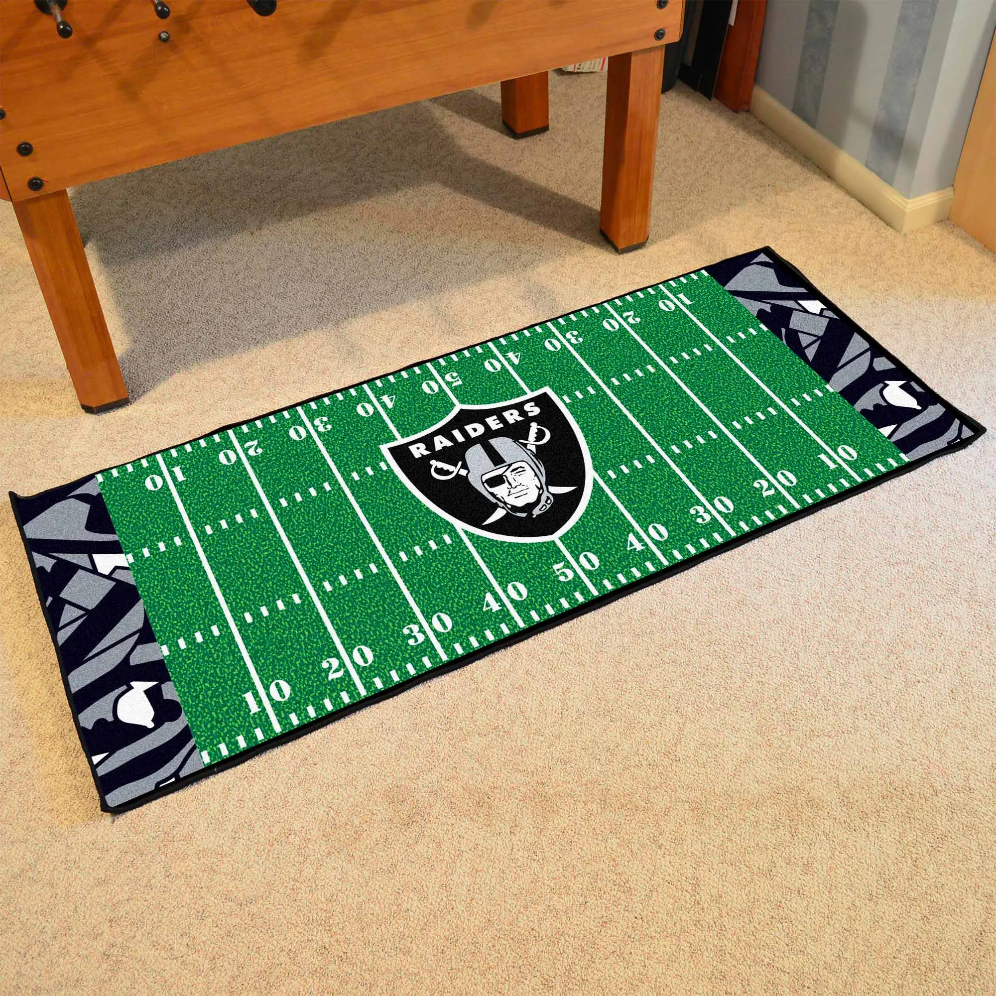 Las Vegas Raiders Football Field Runner Mat - 30in. x 72in. XFIT Design