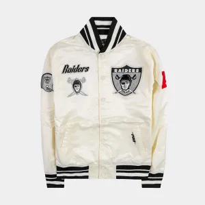 Las Vegas Raiders Retro Classic Rib Satin Mens Jacket (Neutral/Black)