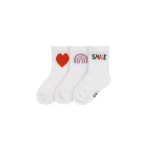 Lassig Tennis Socks - Little Gang - 3 Pack - White - Smile