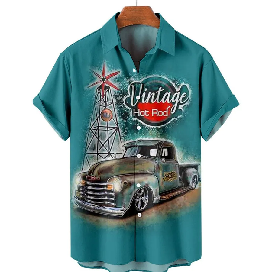 Last stop Men's Retro Car Casual Contrast Shirt, Hawaiian shirt vintage, Hawaii shirts mens