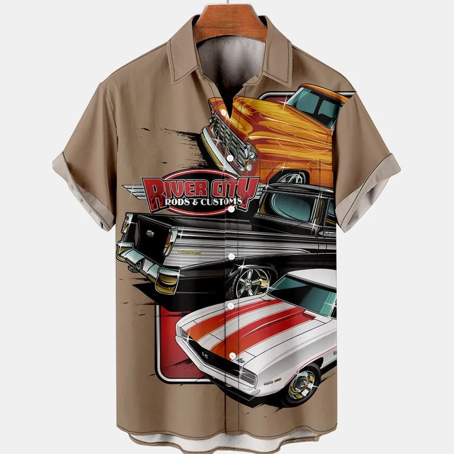 Last stop Men's Retro Car Casual Contrast Shirt, Hawaiian shirt vintage, Hawaii shirts mens