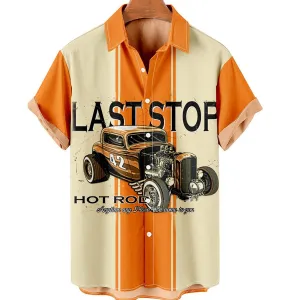 Last stop Men's Retro Car Casual Contrast Shirt, Hawaiian shirt vintage, Hawaii shirts mens