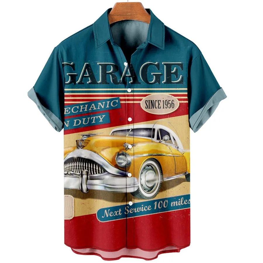 Last stop Men's Retro Car Casual Contrast Shirt, Hawaiian shirt vintage, Hawaii shirts mens