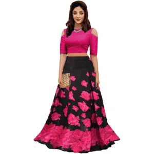 Latest Attractive Art Silk Printed Semi Stitched Lehenga Choli