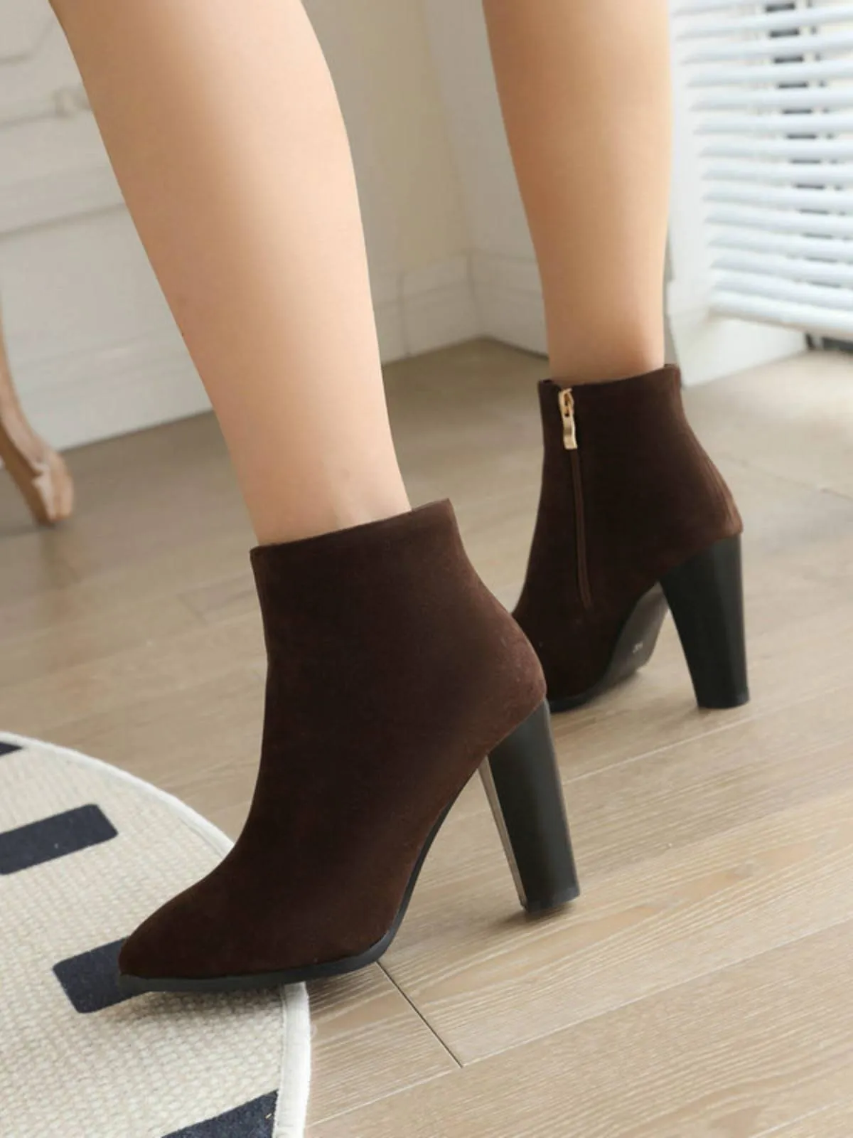 Latest Fleece Solid Color High Heel Boots